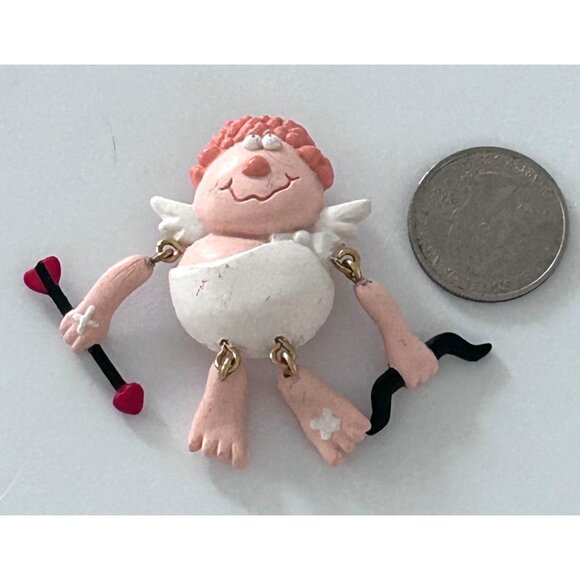 Vintage Hallmark Valentines Cupid Pin Brooch Dangle Moveable Arms Legs - Picture 4 of 6